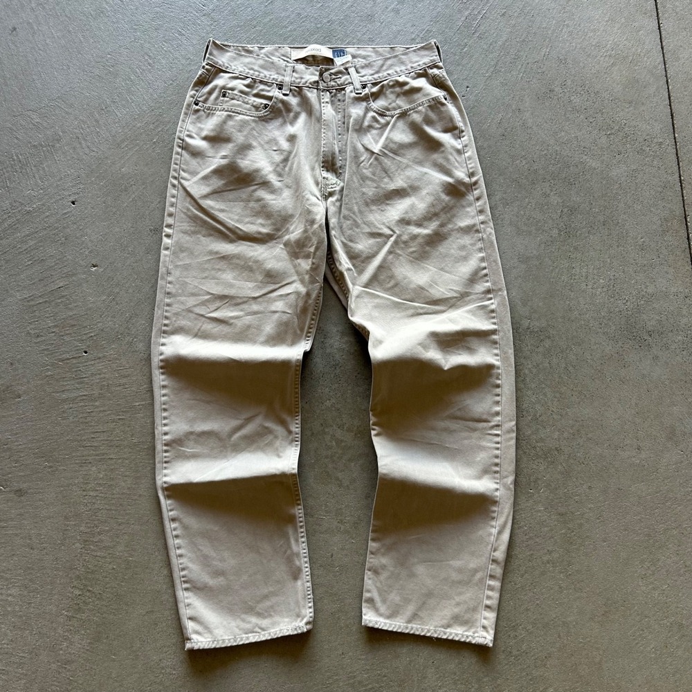 Vintage 90s Gap Jeans Size 35x32 Tan Khaki Relaxed Fit Chino Pants Cotton